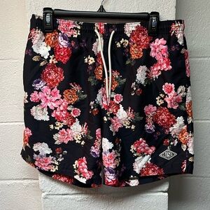 Pac Sub Floral Swim Shorts- Dark Maroon